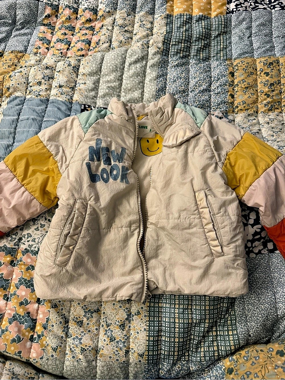 I LOVE J Kids Puffer Jacket Cream & Yellow
